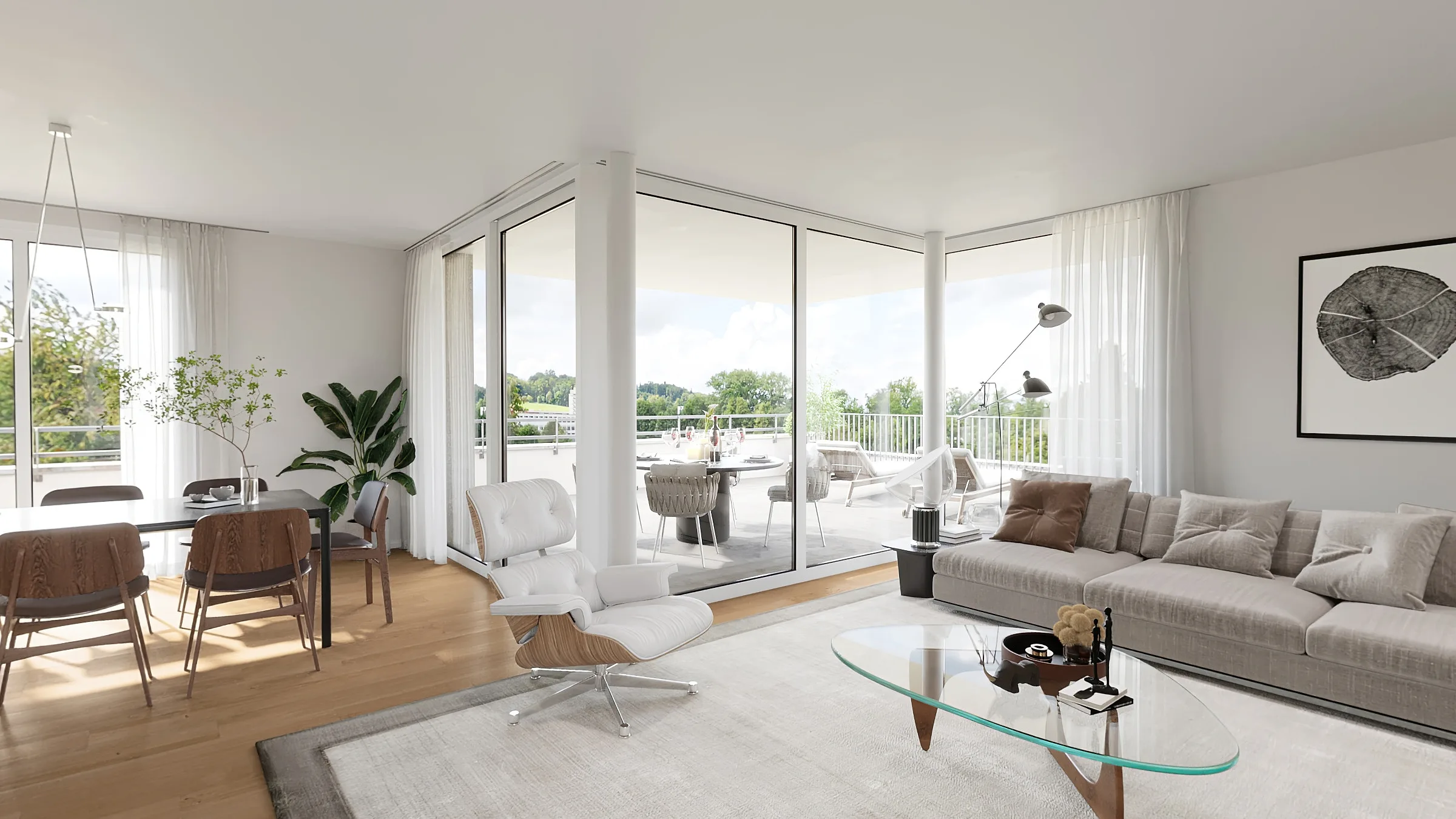 Living room of a top-floor apartment, the first panorama of the tour