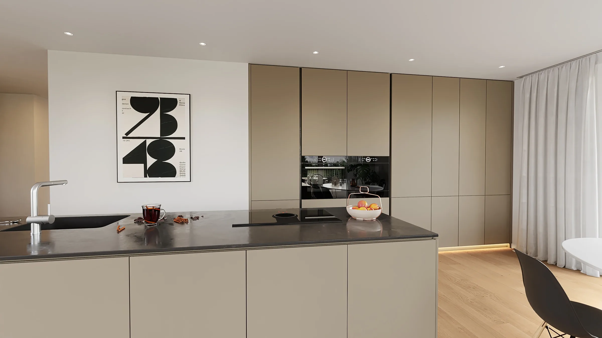 Island kitchen in the second apartment type