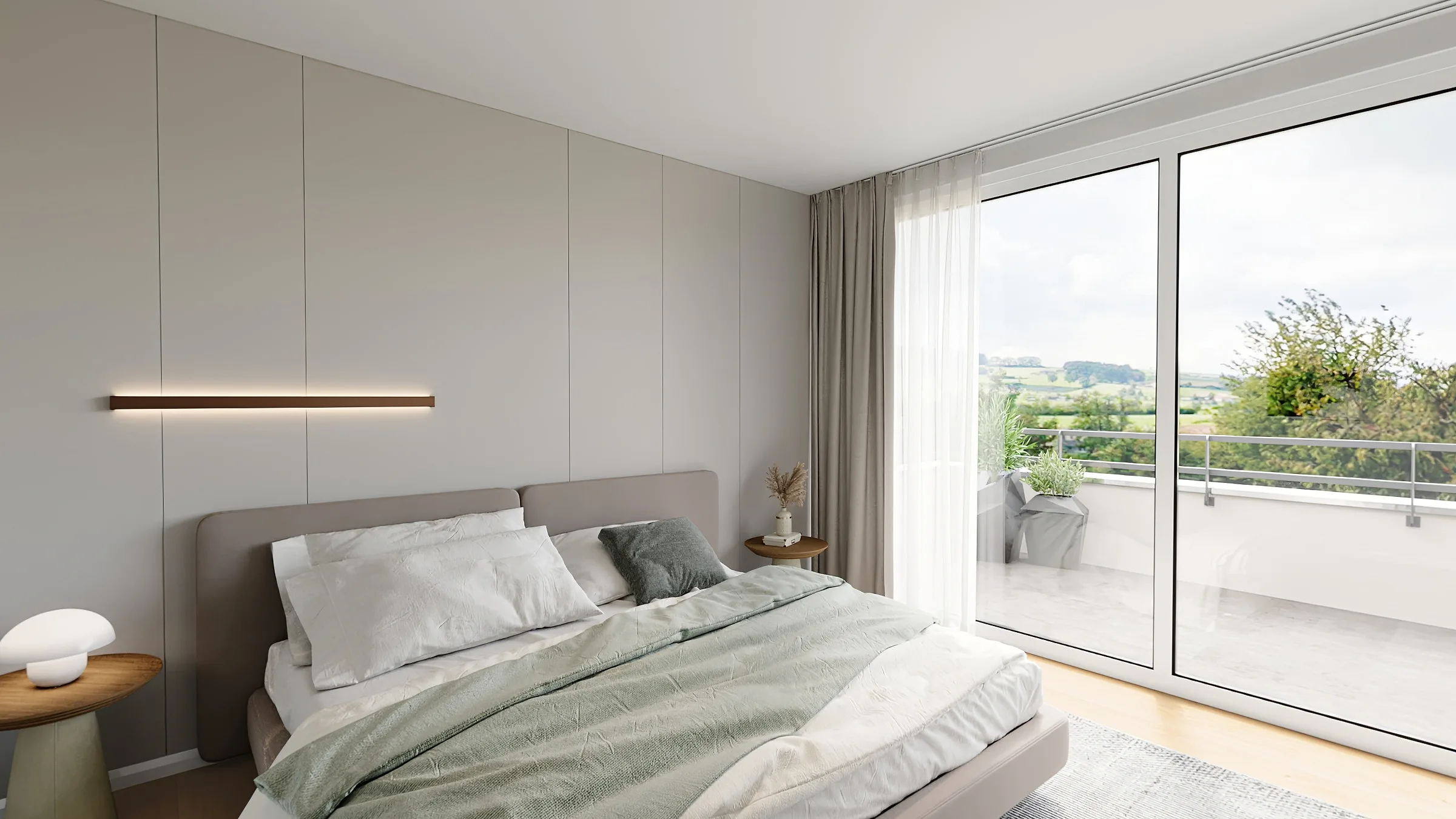 Main bedroom with a door to the terrace