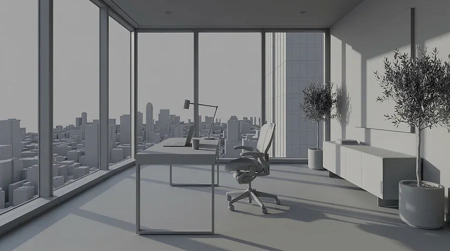 The same office plate in grey clay